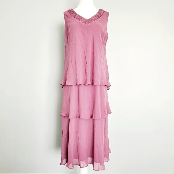 Slny Purple Ruffle Sequin Dress - Picture 1 of 7